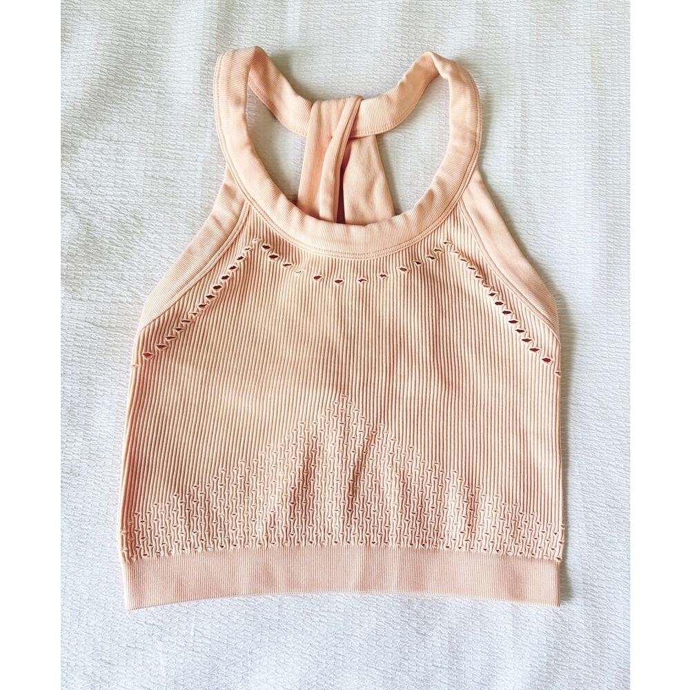 FP Movement Serendipity Crochet Tank Peach Ribbed Size XS/S NWOT Free People